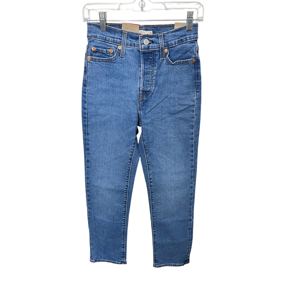 Levi's Wedgie Straight Jeans Womens 25 Blue‎ High Rise Stretch 34964-0130